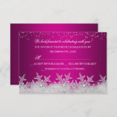Crystal Snowflake Hot Pink Christmas Party RSVP (Voorkant / Achterkant)