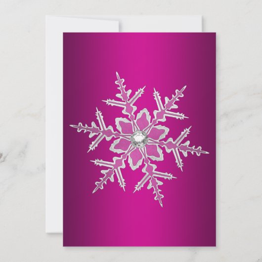 Crystal Snowflake Hot Pink kerstparty uitgenodigd Kaart (Achterkant)