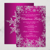 Crystal Snowflake Hot Pink kerstparty uitgenodigd Kaart (Voorkant / Achterkant)