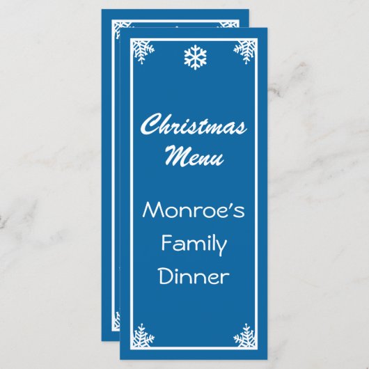 Crystal Snowflake-kerstmenu Menu (Voorkant / Achterkant)