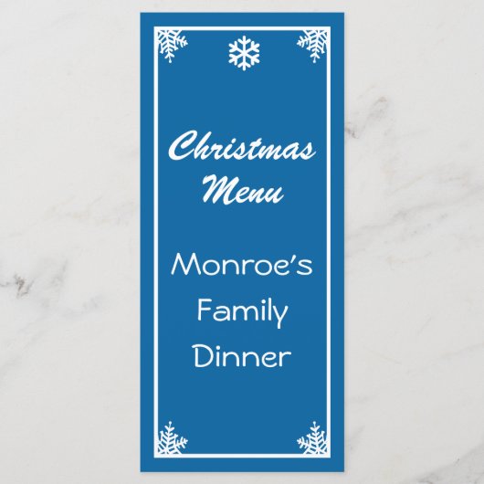 Crystal Snowflake-kerstmenu Menu (Voorkant)