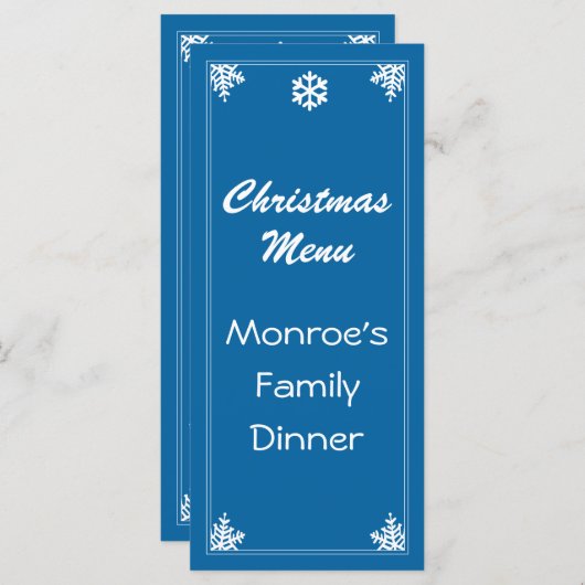 Crystal Snowflake-kerstmenu Menu (Voorkant / Achterkant)