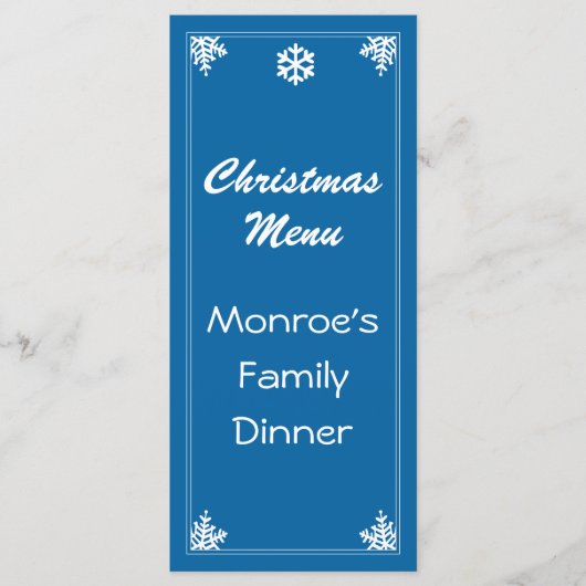 Crystal Snowflake-kerstmenu Menu (Voorkant)