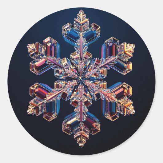 Crystal Snowflake-ontwerp Ronde Sticker (Voorkant)