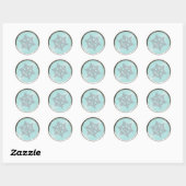 Crystal Snowflake op Aqua Seal Ronde Sticker (Vel)