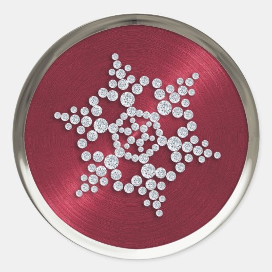 Crystal Snowflake op Red Seal Ronde Sticker (Voorkant)