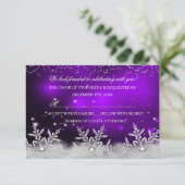 Crystal Snowflake Paarse kerstfeest RSVP Kaart (Staand voorkant)
