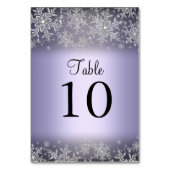 Crystal Snowflake Paarse Winter Tafel Nummer Kaart (Achterkant)