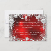 Crystal Snowflake Red Christmas Holiday RSVP Kaartje (Voorkant)