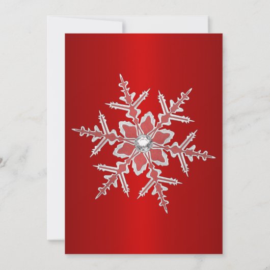 Crystal Snowflake Red-kerstfeest uitgenodigd Kaart (Achterkant)