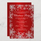 Crystal Snowflake Red-kerstfeest uitgenodigd Kaart (Voorkant / Achterkant)