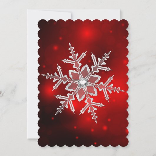 Crystal Snowflake Red Kerstparty Scall Kaart (Achterkant)