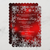 Crystal Snowflake Red Kerstparty Scall Kaart (Voorkant / Achterkant)