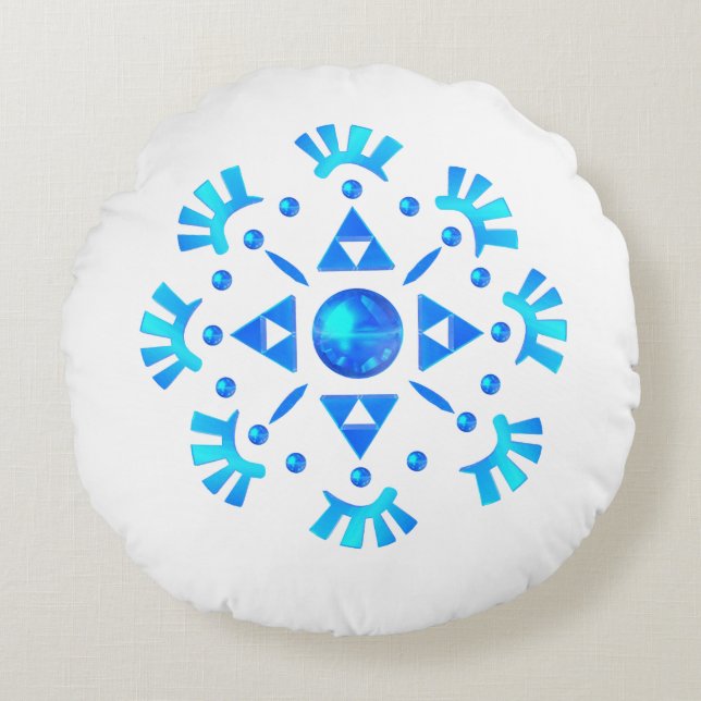 Crystal Snowflake Rond Kussen (Voorkant)