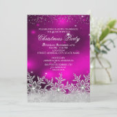 Crystal Snowflake Roze Kerstfeest Uitnodigen Kaart (Staand voorkant)