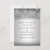 Crystal Snowflake Silver Winter behalve de datum Save The Date (Voorkant)