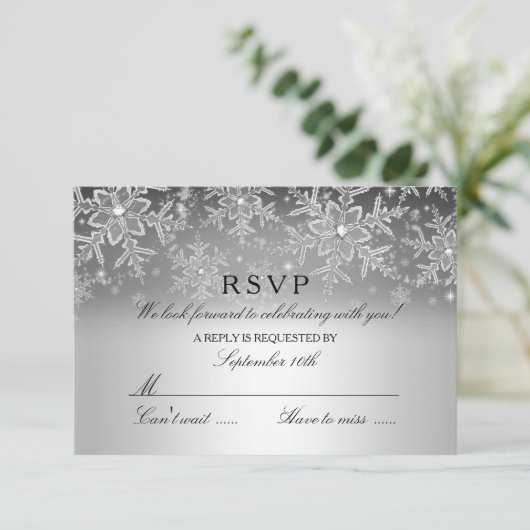 Crystal Snowflake Silver Winter RSVP (Staand voorkant)