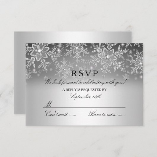 Crystal Snowflake Silver Winter RSVP (Voorkant / Achterkant)