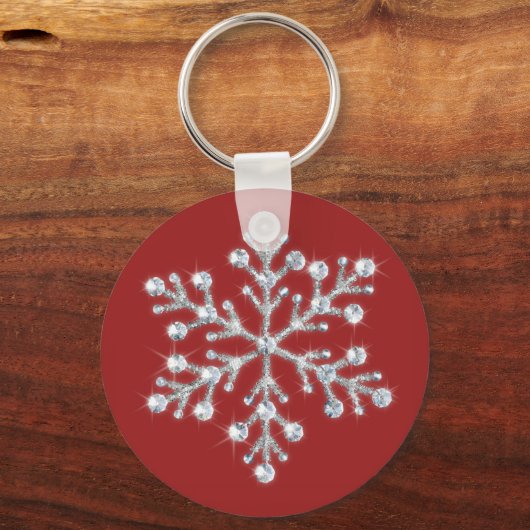 Crystal Snowflake Sleutelhanger (rood) (Voorkant)
