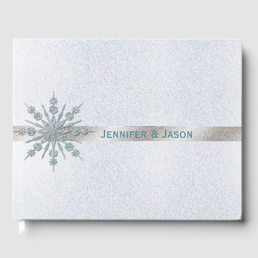 Crystal Snowflake Winter Weddenschap Gastenboek (Voorkant)
