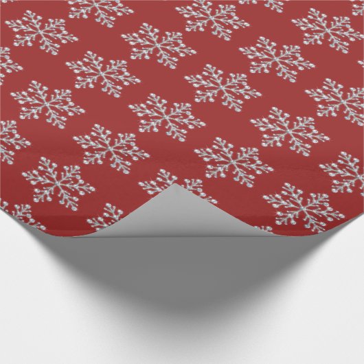 Crystal Snowflake Wrapping Paper - red Cadeaupapier (Hoek)