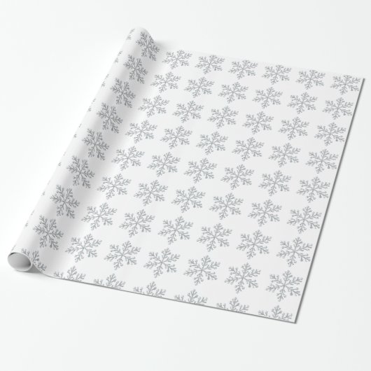 Crystal Snowflake Wrapping Paper - white Cadeaupapier (Uitgerold)