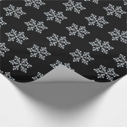 Crystal Snowflake Wrapping Paper - zwart Cadeaupapier (Hoek)