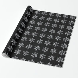 Crystal Snowflake Wrapping Paper - zwart Cadeaupapier
