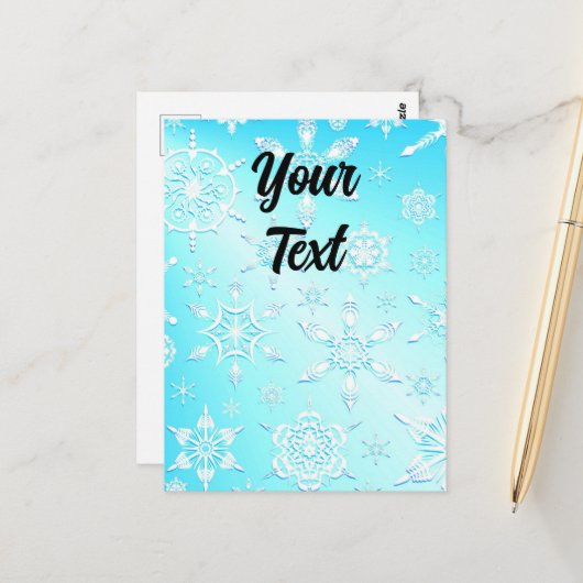 Crystal Snowflakes Pattern Briefkaart (Voorkant / Achterkant in situ)