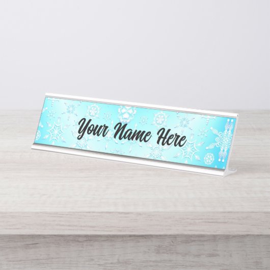 Crystal Snowflakes Pattern Bureau Naambordje (Voorkant)