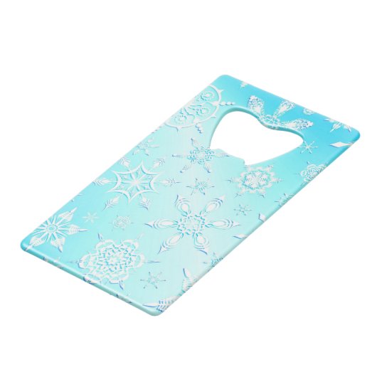 Crystal Snowflakes Pattern Creditkaart Flessenopener (Achterkant Gekanteld)