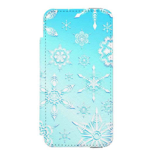 Crystal Snowflakes Pattern Incipio iPhone Portemonnee Hoesje (Voorkant Agenda)