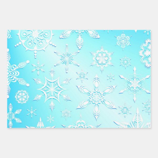 Crystal Snowflakes Pattern Inpakpapier Vel (Voorkant 3)
