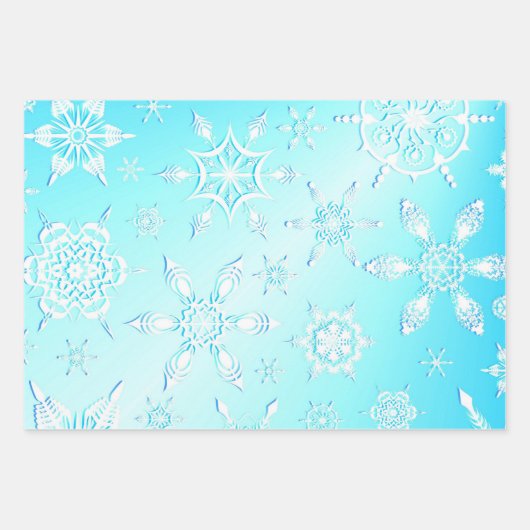 Crystal Snowflakes Pattern Inpakpapier Vel (Voorkant 2)