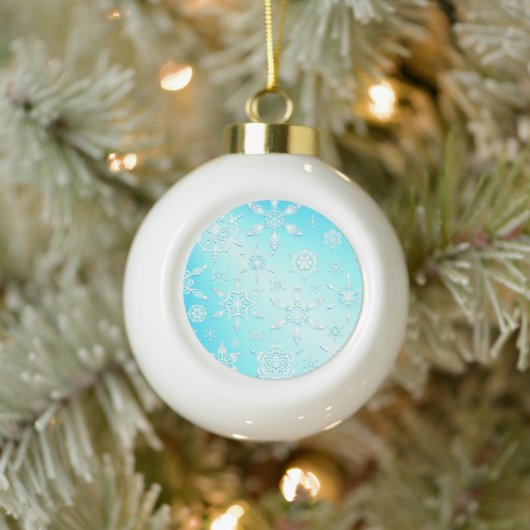 Crystal Snowflakes Pattern Keramische Bal Ornament (Boom)