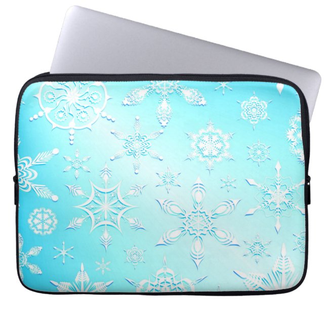 Crystal Snowflakes Pattern Laptop Sleeve (Voorkant)