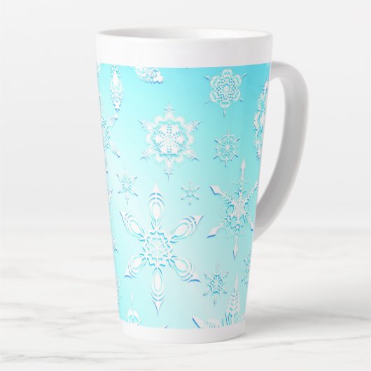 Crystal Snowflakes Pattern Latte Mok (Rechterhoek)
