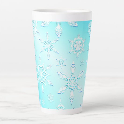 Crystal Snowflakes Pattern Latte Mok (Voorkant)