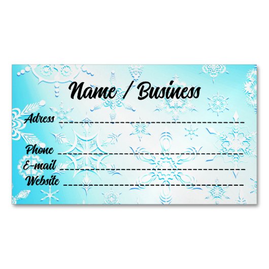 Crystal Snowflakes Pattern Magnetisch Visitekaartje (Voorkant)