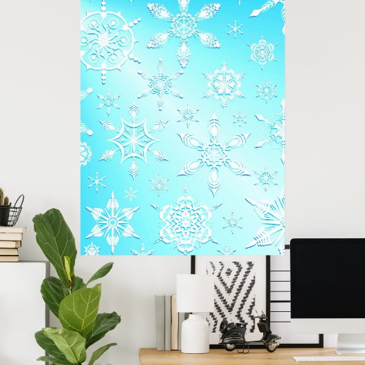 Crystal Snowflakes Pattern Poster (Thuiskantoor)