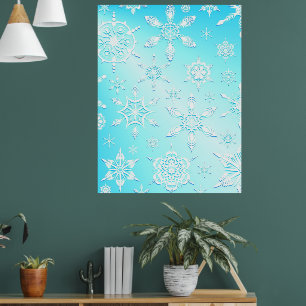 Crystal Snowflakes Pattern Poster