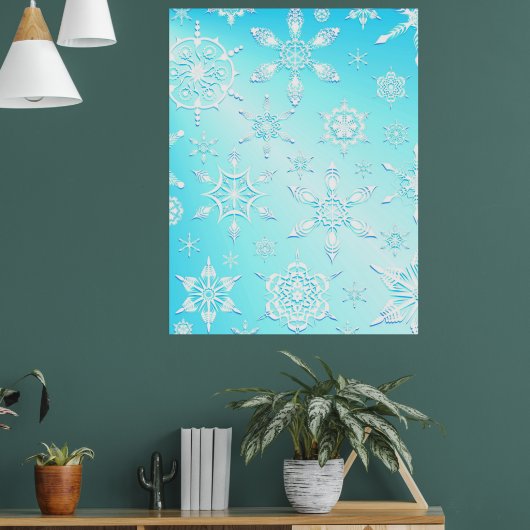 Crystal Snowflakes Pattern Poster (Woonkamer 1)