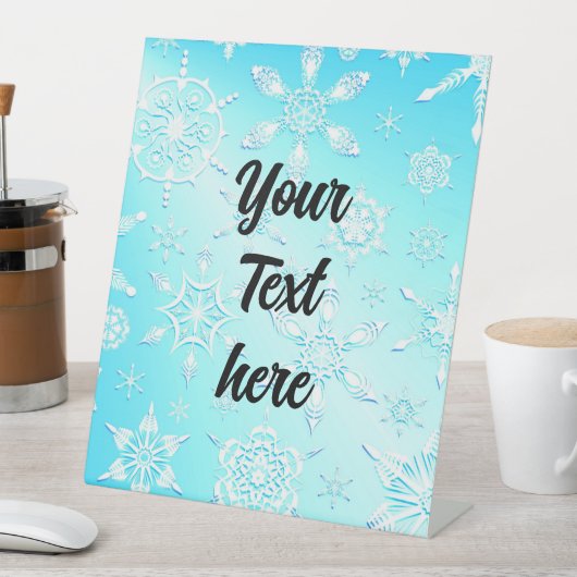 Crystal Snowflakes Pattern Reclamebord Met Voetstuk (Insitu)