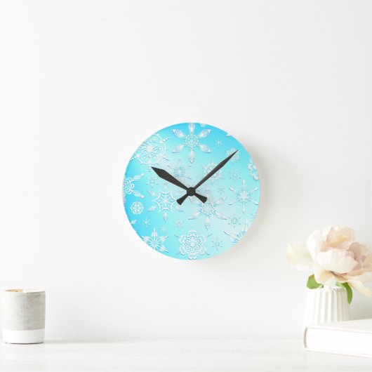 Crystal Snowflakes Pattern Ronde Klok (Huis)