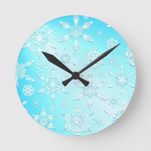 Crystal Snowflakes Pattern Ronde Klok (Voorkant)