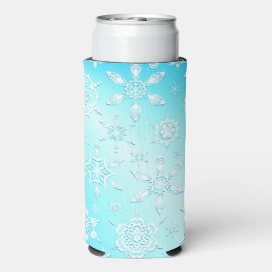 Crystal Snowflakes Pattern Seltzer Blikjeskoeler (Seltzer Achterkant)