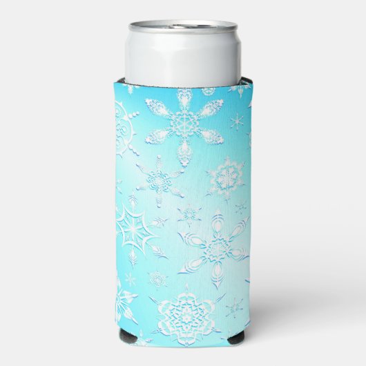 Crystal Snowflakes Pattern Seltzer Blikjeskoeler (Seltzer Voorkant)