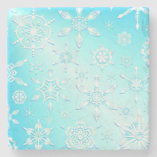 Crystal Snowflakes Pattern Stenen Onderzetter (Voorkant)