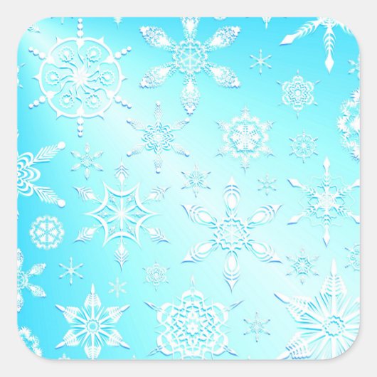 Crystal Snowflakes Pattern Vierkante Sticker (Voorkant)