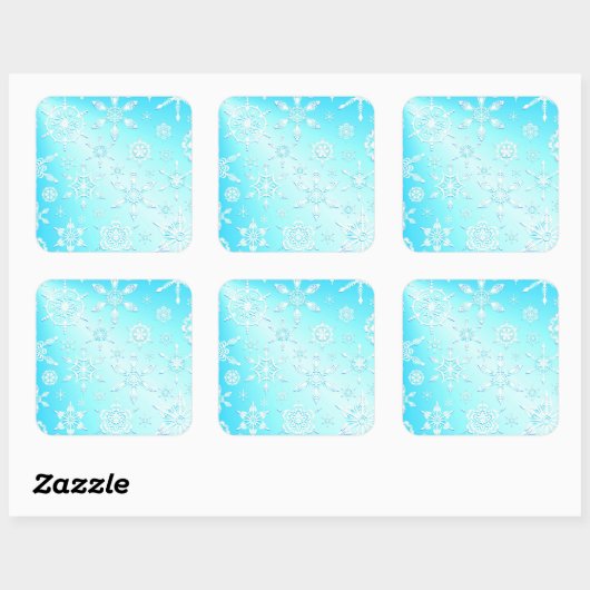 Crystal Snowflakes Pattern Vierkante Sticker (Vel)